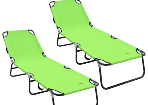 Șezlong pliabil 2 piese portabil din țesătură Oxford verde 600D - 2/5