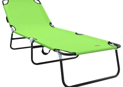 Șezlong pliabil 2 piese portabil din țesătură Oxford verde 600D - 4/5