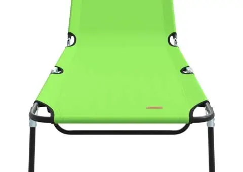 Șezlong pliabil 2 piese portabil din țesătură Oxford verde 600D - 5/5