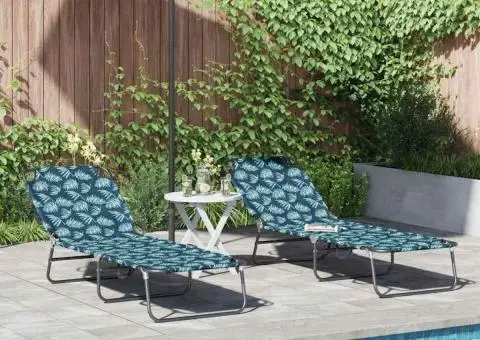 Șezlong pliabil 2 piese Model cu frunze Țesătură Oxford 600D - 1/5