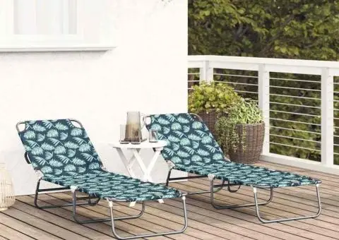 Șezlong pliabil 2 piese Model cu frunze Țesătură Oxford 600D - 3/5