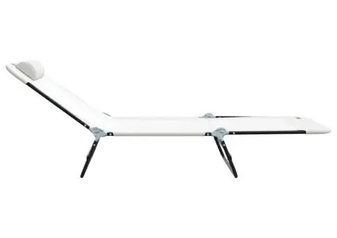 Șezlong pliabil cu spătar Crem Textilena - 5/5