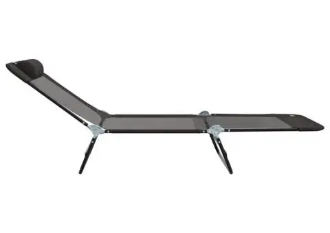 Șezlong pliabil cu suport pentru cap Negru Textilenă - 5/5