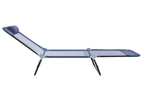 Șezlong pliabil cu suport pentru cap bleumarin Textilenă - 5/5