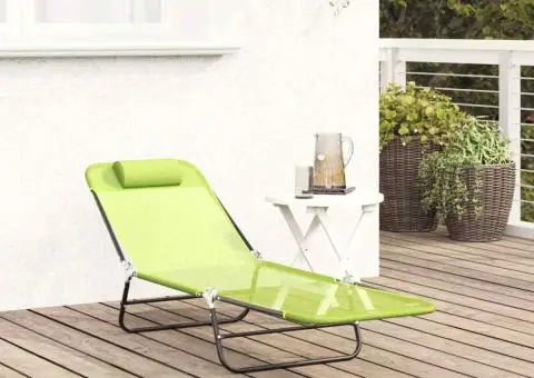 Șezlong pliabil cu suport pentru cap Verde Textilene - 3/5