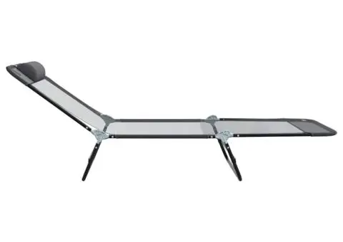 Șezlong pliabil cu pernă pentru cap gri Textilenă - 5/5