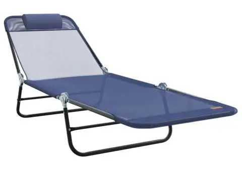 Șezlonguri Pliabile 2 buc cu Spătar Bleumarin Textilene - 4/5