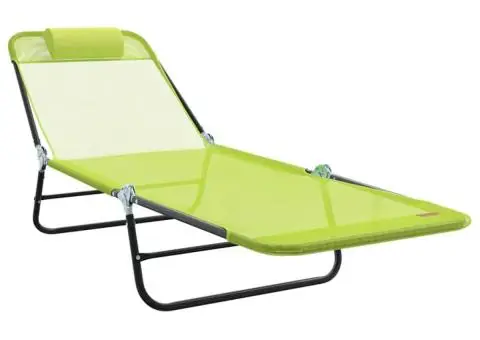Șezlonguri pliabile 2 buc cu perne de cap verde textilenă - 4/5