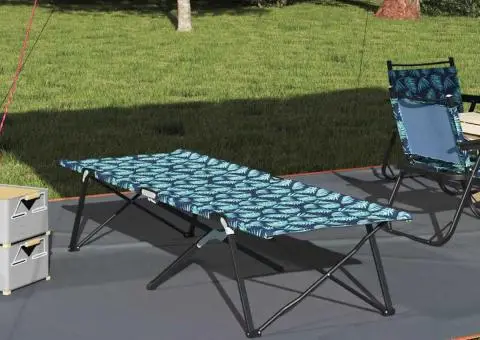 Pat pliant de soare cu geantă de transport, model cu frunze, pânză Oxford 600D - 1/5