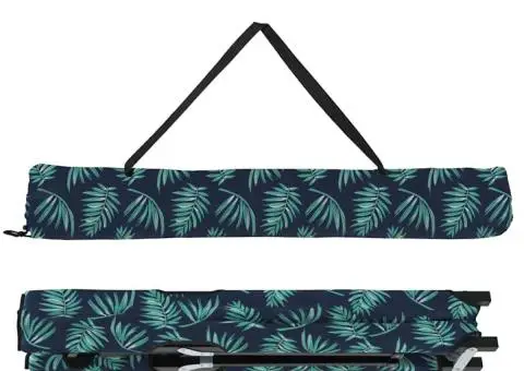 Pat pliant de soare cu geantă de transport, model cu frunze, pânză Oxford 600D - 4/5