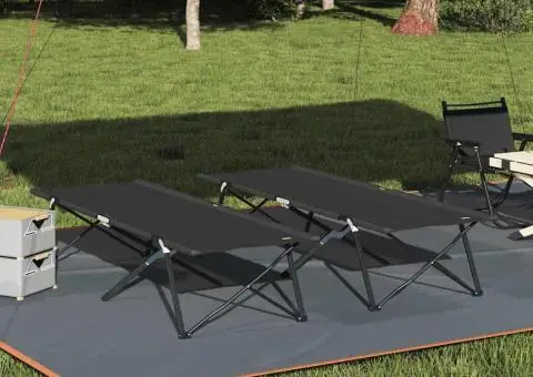 Seturi de paturi pliabile cu genți de transport 2 piese Negru 600D Fabric Oxford - 1/5