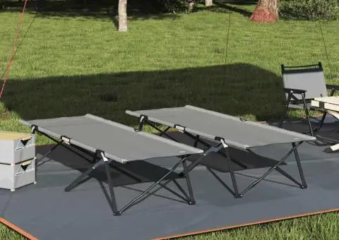 Pat lounge pliabil cu geantă de transport 2 buc Gri Țesătură Oxford 600D - 1/5