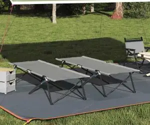 vidaXL Pat lounge pliabil cu geantă de transport 2 buc Gri Țesătură Oxford 600D