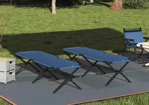 Set de 2 paturi pliabile cu geanta de transport Albastru Material 600D Oxford - 1/5