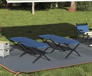 Set de 2 paturi pliabile cu geanta de transport Albastru Material 600D Oxford
