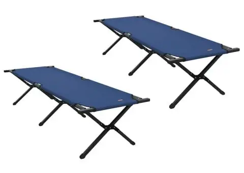 Set de 2 paturi pliabile cu geanta de transport Albastru Material 600D Oxford - 2/5