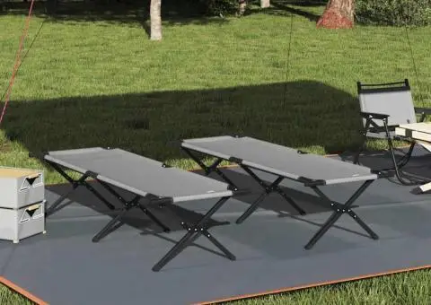 Set de Paturi Pliabile de Soare 2 buc cu Sac de Transport Gri 600D Oxford - 1/5