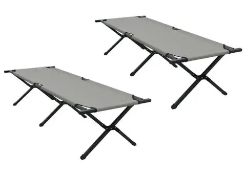 Set de Paturi Pliabile de Soare 2 buc cu Sac de Transport Gri 600D Oxford - 2/5