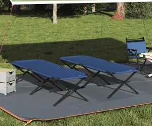 vidaXL Paturi Pliabile pentru Soare 2 buc. cu Geantă Albastru Fabric Oxford 600D
