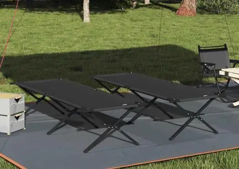 Paturi de soare pliabile 2 pcs cu geantă de transport Negru 600D Oxford - 1/5