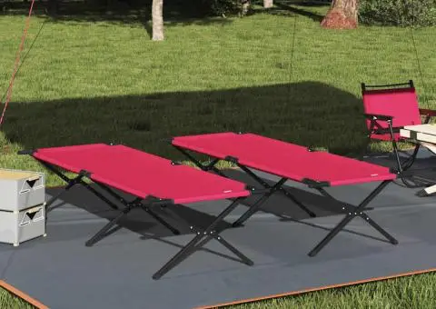Paturi Pliabile pentru Soare 2 piese cu Geantă de Transport Roșu 600D Oxford - 1/5