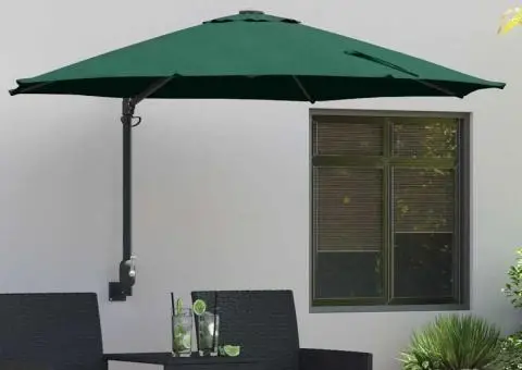 Parasol de grădină pentru montat pe perete, verde, de 250 cm de la - 1/5