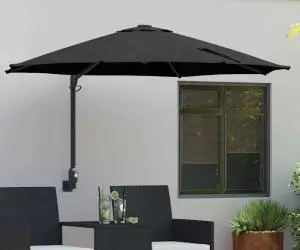 Parasol de grădină montat pe perete, , negru, 250 cm