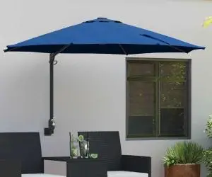 Parasol de grădină, montat pe perete, albastru, de 250 cm, de la .