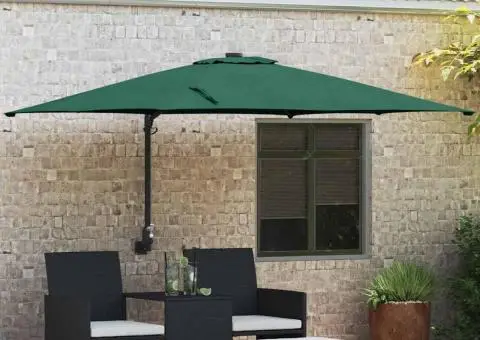 Parasol de Grădină VideXL, Verde, 247 cm, Montat pe Perete - 1/5