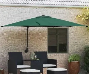 Parasol de Grădină VideXL, Verde, 247 cm, Montat pe Perete