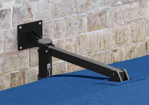 Parasol Montat pe Perete în Albastru Azure, 247 cm - 3/5