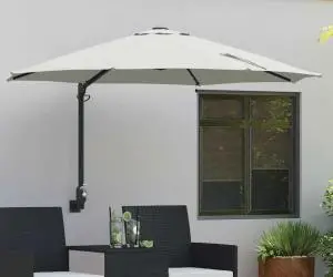 vidaXL Umbrelă de Grădină Montată pe Perete cu LED-uri Bej de 248 cm
