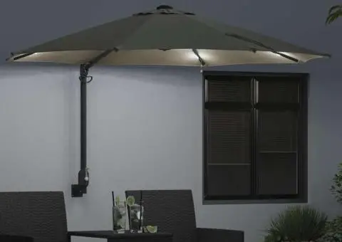 Umbrelă de Grădină Montată pe Perete cu LED-uri Bej de 248 cm - 3/5