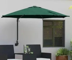 vidaXL Umbrela de grădină cu LED-uri, Verde, 248 cm