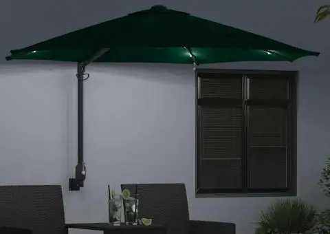 Umbrela de grădină cu LED-uri, Verde, 248 cm - 3/5