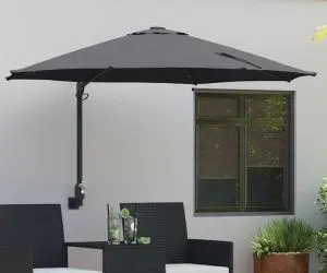vidaXL Umbrela de grădină montată pe perete cu LED-uri antracit 248 cm
