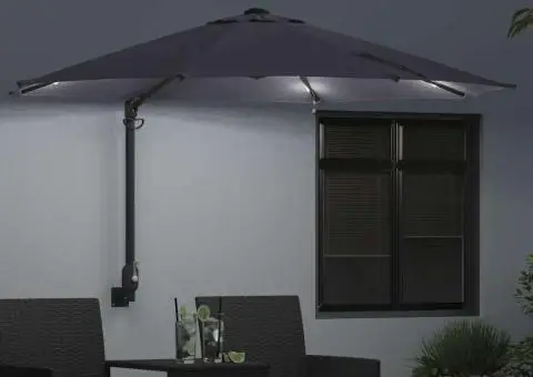 Umbrela de grădină montată pe perete cu LED-uri antracit 248 cm - 3/5