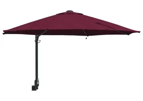 Parasol de grădină montat pe perete cu LED-uri roșu Bordeaux, 248 cm - 2/5