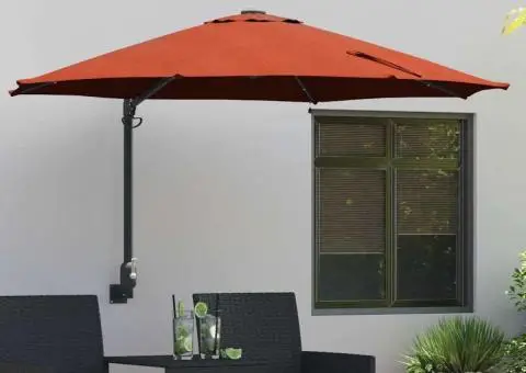 Parasol de Grădină Montat pe Perete cu LED-uri, Terracotta, 248 cm - 1/5