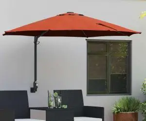 vidaXL Parasol de Grădină Montat pe Perete cu LED-uri, Terracotta, 248 cm