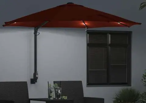 Parasol de Grădină Montat pe Perete cu LED-uri, Terracotta, 248 cm - 3/5
