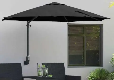 Umbra de grădină cu LED-uri, neagră, 248 cm - 1/5