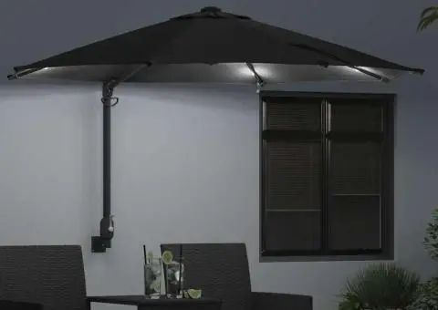 Umbra de grădină cu LED-uri, neagră, 248 cm - 3/5