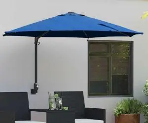 vidaXL Parasol de grădină montat pe perete cu LED-uri, albastru azur, 248 cm