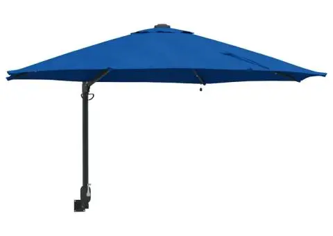Parasol de grădină montat pe perete cu LED-uri, albastru azur, 248 cm - 2/5