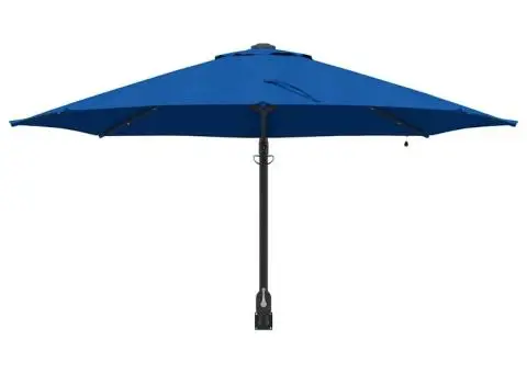 Parasol de grădină montat pe perete cu LED-uri, albastru azur, 248 cm - 4/5