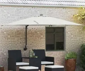 vidaXL Parasol de Grădină Nisipiu 248.5 x 247.5 x 160 cm țesătură