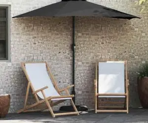 vidaXL Parasol de Grădină Negru 294 x 150 x 223 cm țesătură