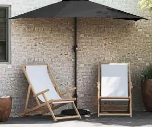 vidaXL Parasol de Grădină Negru 294 x 150 x 224 cm țesătură