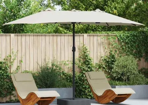 Parasol de Grădină Nisipiu 385 x 209 x 244 cm țesătură - 1/5